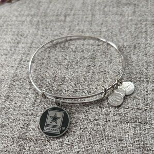 U.S. Army Vintage Green Silver Tone Charm Bangle Bracelet - Alex & Ani